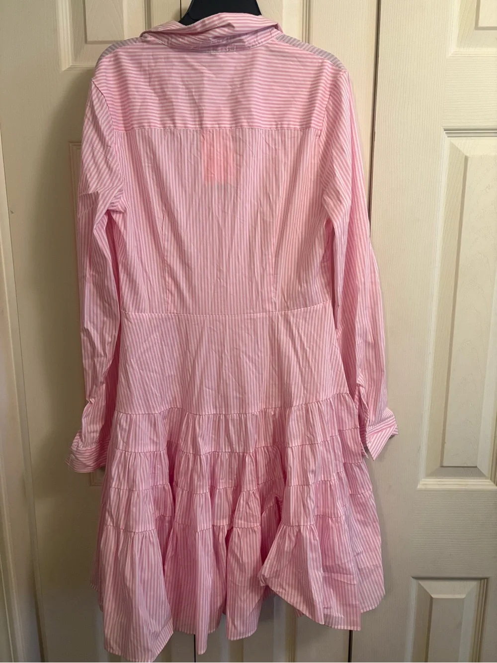 Gianni Bini Pink and White Striped Button Shirt Dress - Picture 4 of 5